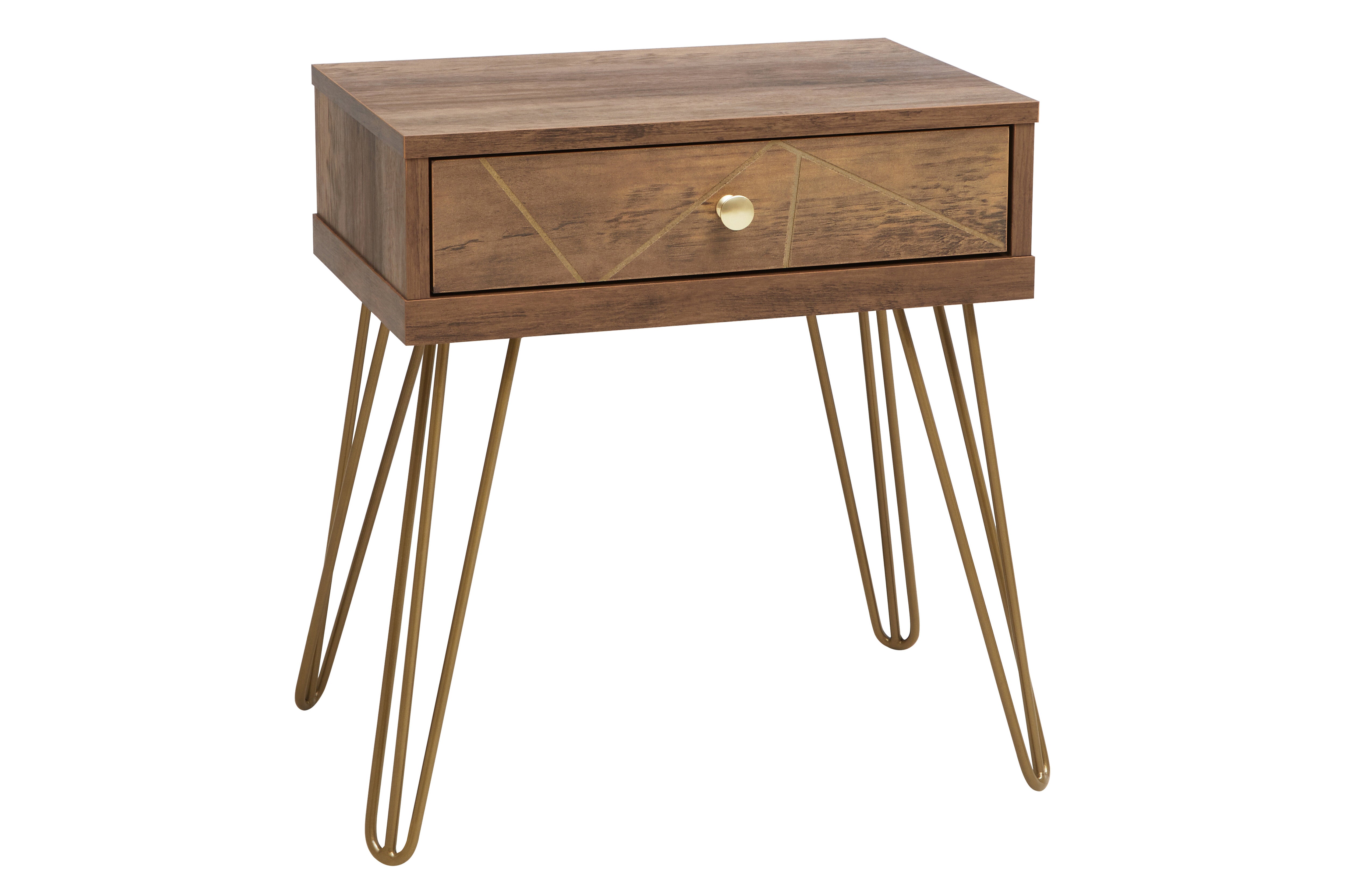 Ophelia Brown Wood & Gold Side Table